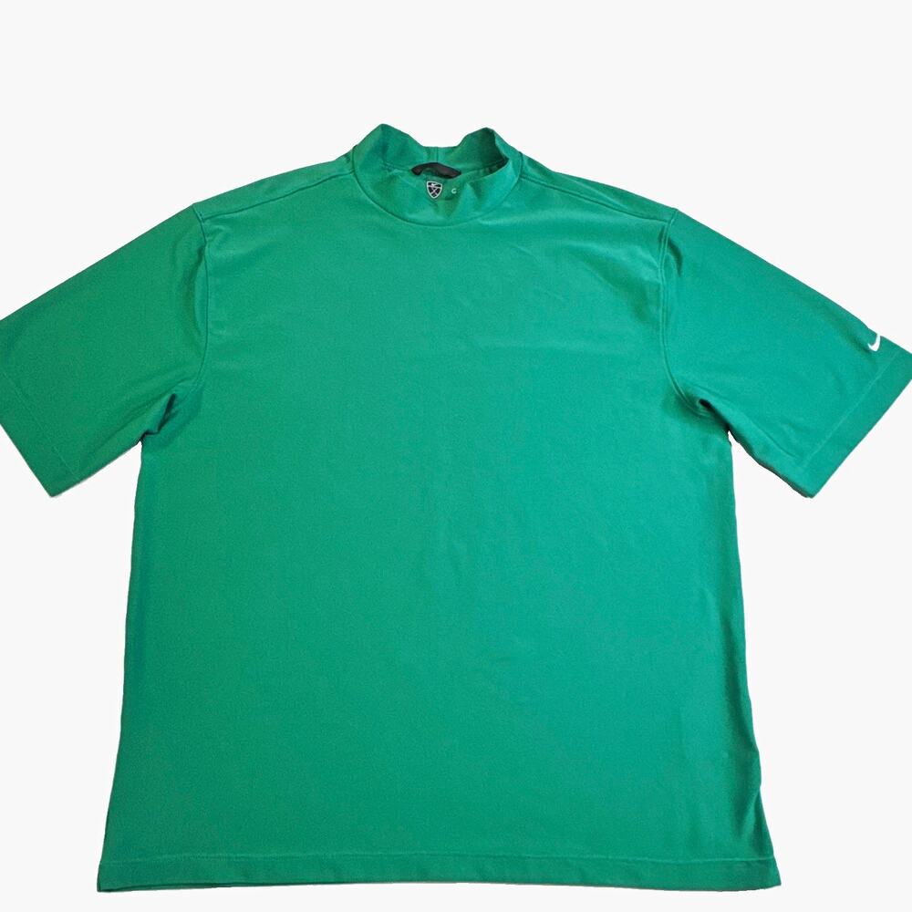 Nike Golf Men's Green Mock Neck Stretch Polo Shirt Short Sleeve Size L